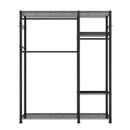 LUCKY ONE - 800 lbs Heavy Duty Garment Rack w/ 6 Shelves 3 Rods 8 Hooks - Black