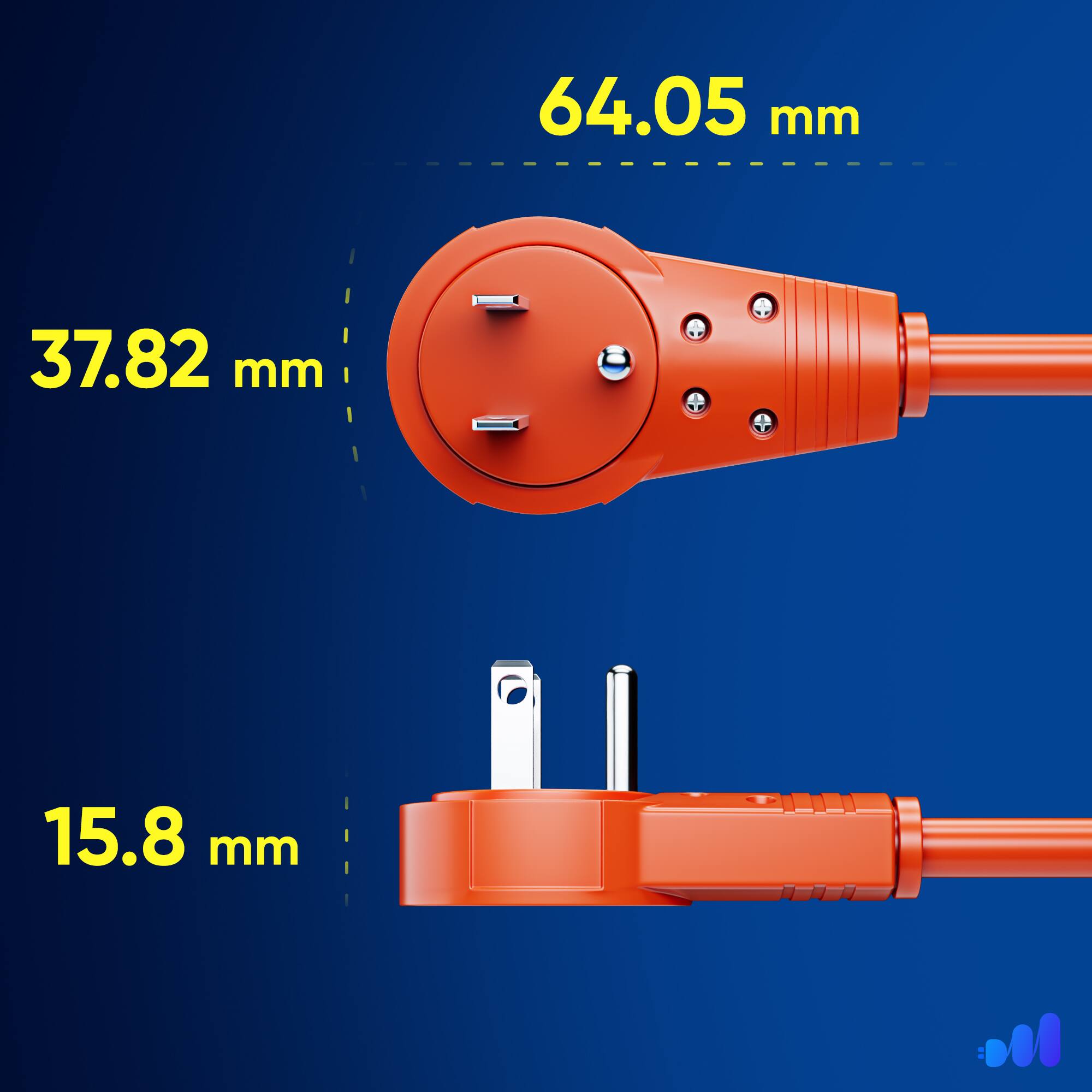 64.05 mm, 37.82 mm, 15.8 mm