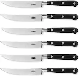 Cooks Standard - Classic Cutlery Steak Knives Set, High Carbon Stainless Steel, Ergonomic Handle, 6-Piece, Black