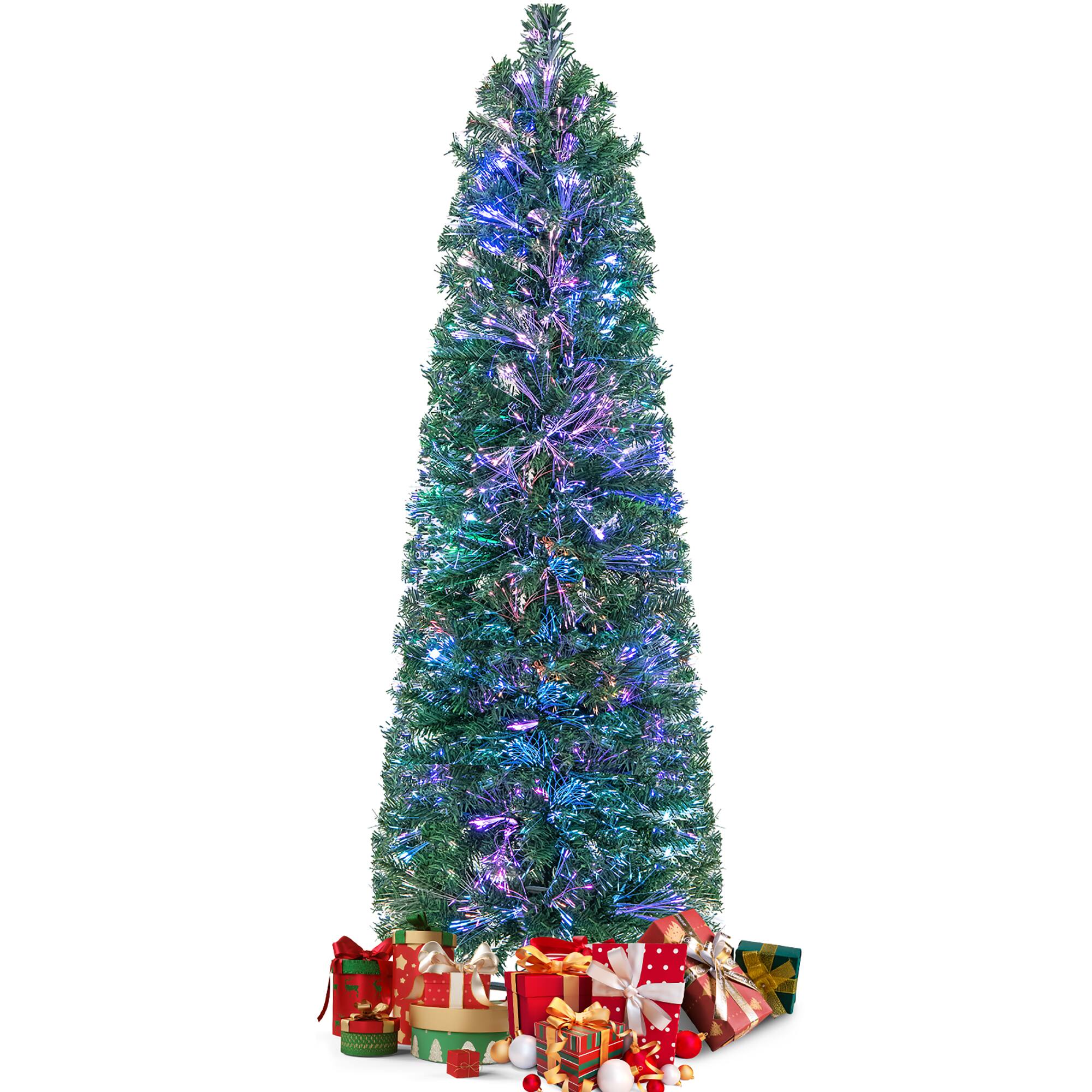 Alt View 9. Gymax - Gymax 5 FT Fiber Optic Artificial Christmas Tree Slim Pencil Xmas Tree w/ Colorful Lights & 361 Branch Tips - Green.