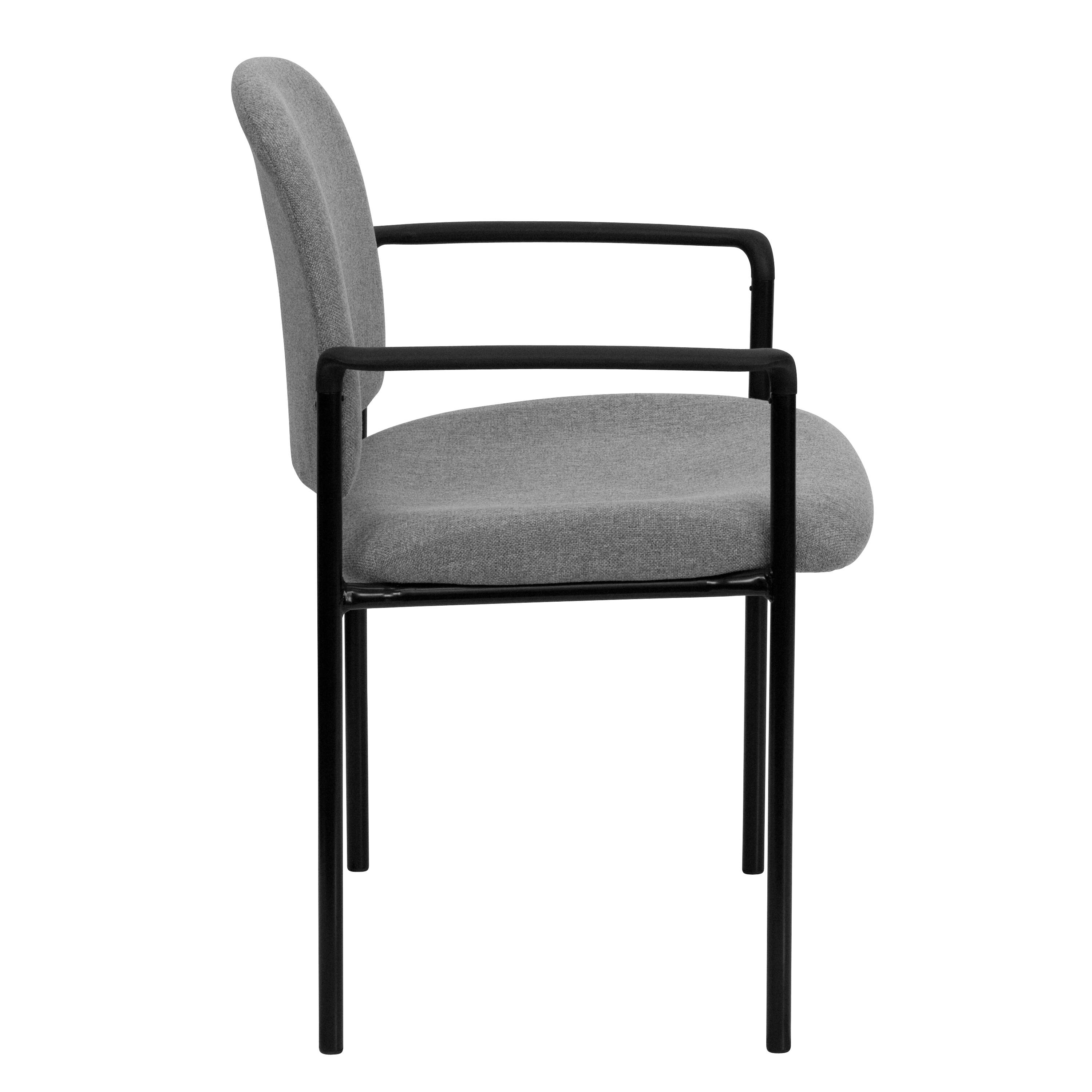 Alt View 6. Emma + Oliver - Comfort Stackable Steel Side Reception Chair with Arms - Gray Fabric.