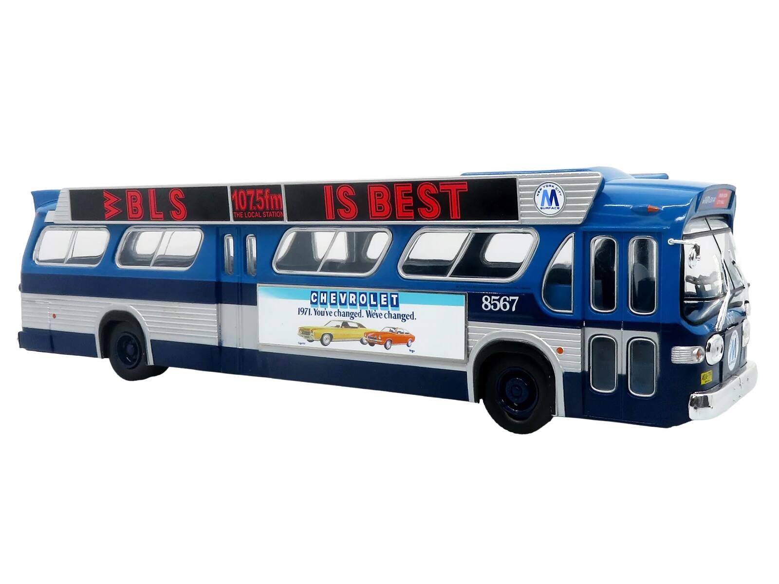 "1963 GM TDH-5303 Transit Bus ""MTA NYC Surface Transit"" Blue Two-Tone with Graphics 1/43 Plastic Model by Iconic Replicas" price history on PriceWatchPro
