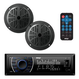 Pyle - PLMRKT46BK Marine Head Unit Receiver Kit, LCD, Bluetooth, 5.25” Waterproof Speakers (2)