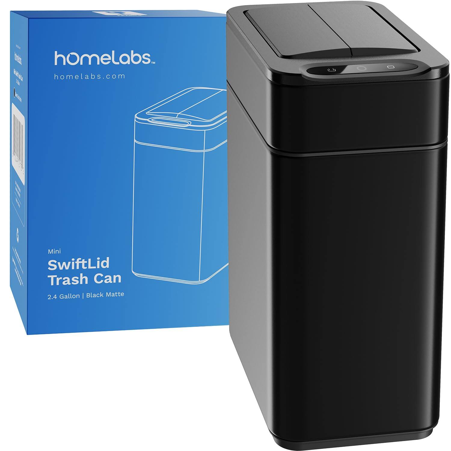 O homelabs. homelabs.com
D Mini SwiftLid Trash Can 2.4 Gallon | Black Matte