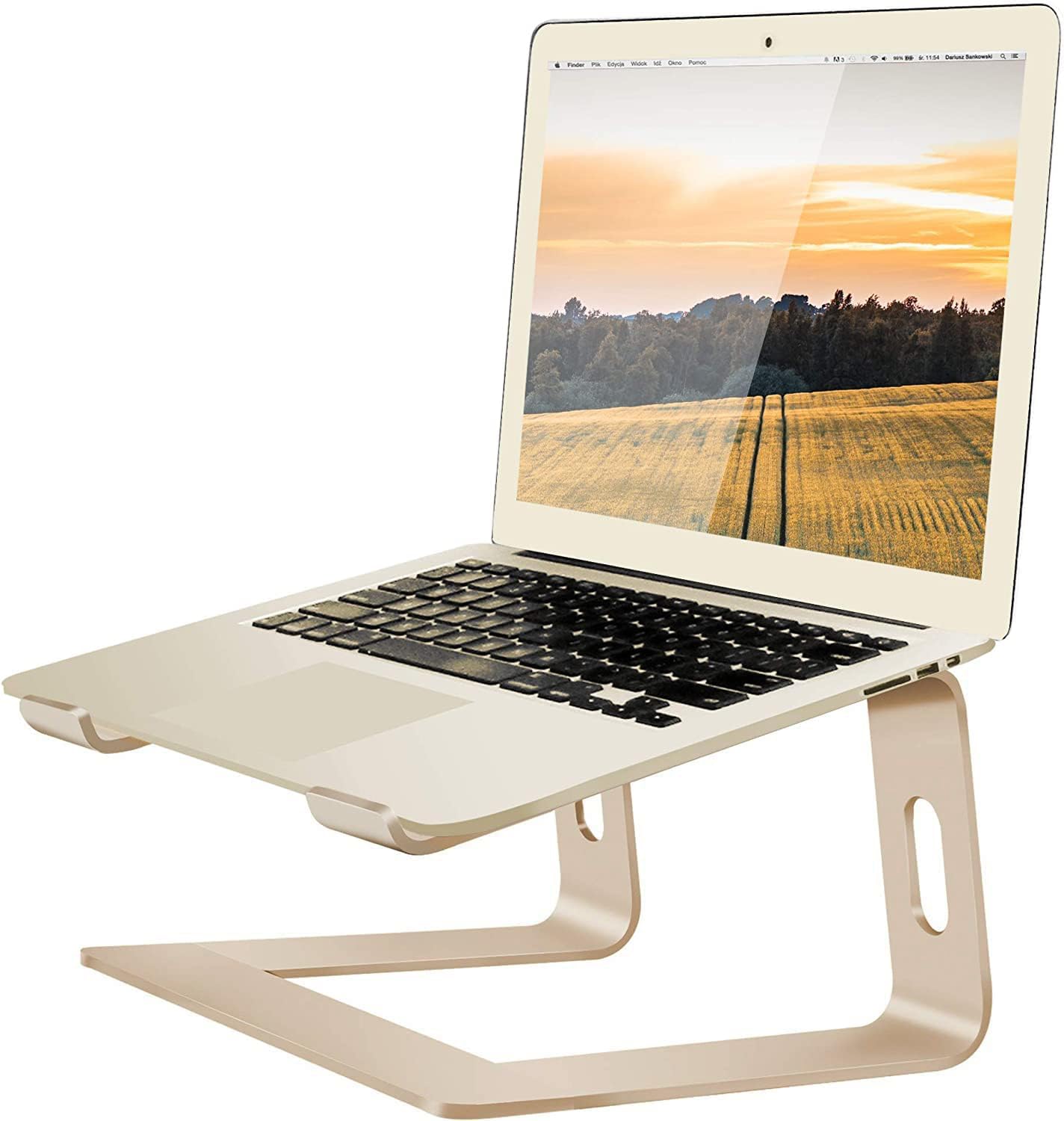 Alt View 1. ACJPR - Aluminum Laptop Stand Riser, Ergonomic Holder, Gold, 10–15.6" Laptops - E-Gold.