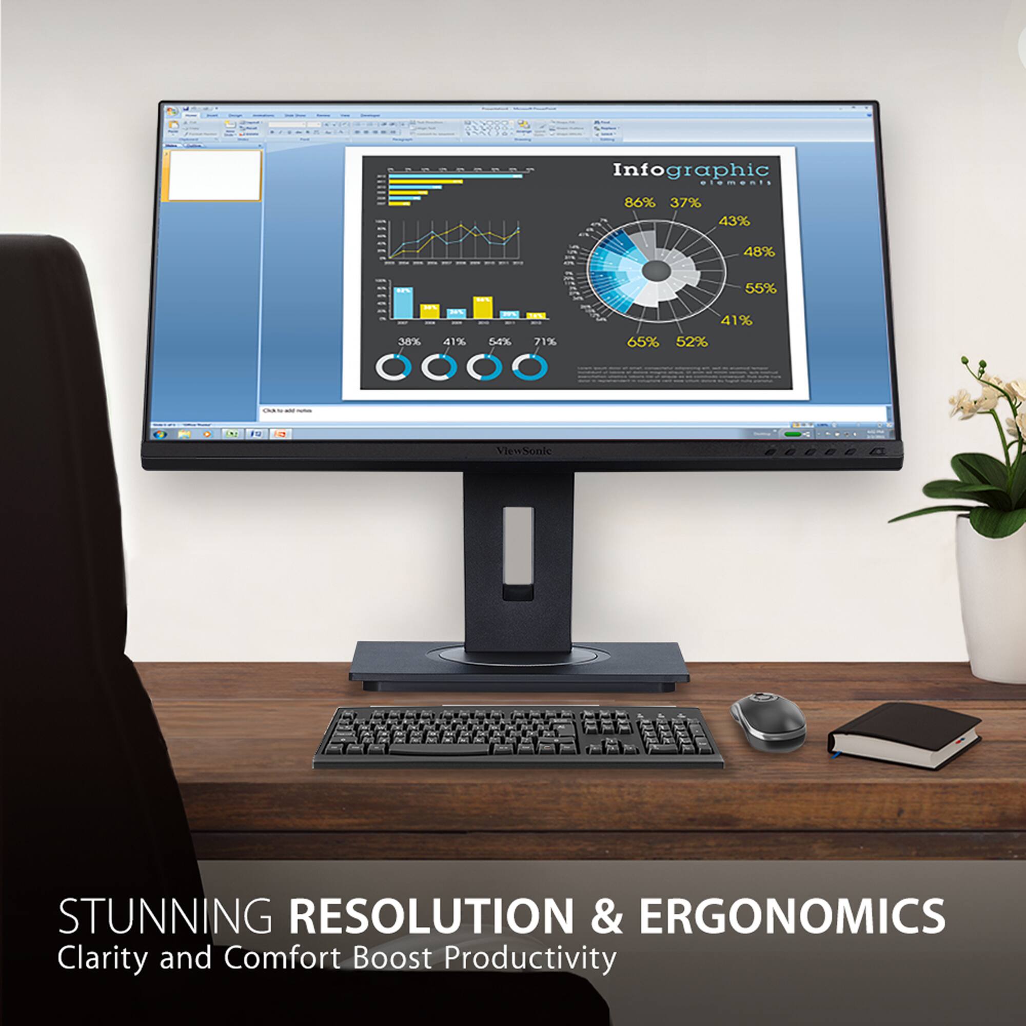 Stunning Resolution & Ergonomics: Clarity and Comfort Boost Productivity.