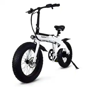 Jupiter Bikes - Defiant All Terrain Fat Tire Folding eBIKE with 750W Motor, 40+ Mile Max Range - US Service/Support - White