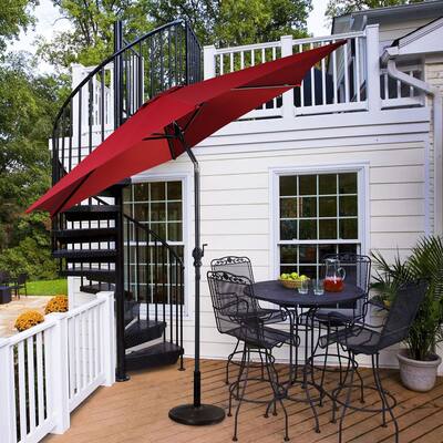 Costway - 10FT Patio Umbrella 6 Ribs Market Steel Tilt W/ Crank Outdoor Garden - Burgundy Costway - 10FT Patio Umbrella 6 Ribs Market Steel Tilt W/ Crank Outdoor Garden - Burgundy