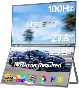 UPERFECT - Delta 23.8" Dual Portable Monitor, 100Hz 1080P HDR, 360° Folding, VESA Mount, No Driver for Laptop/PC/Phone - Black