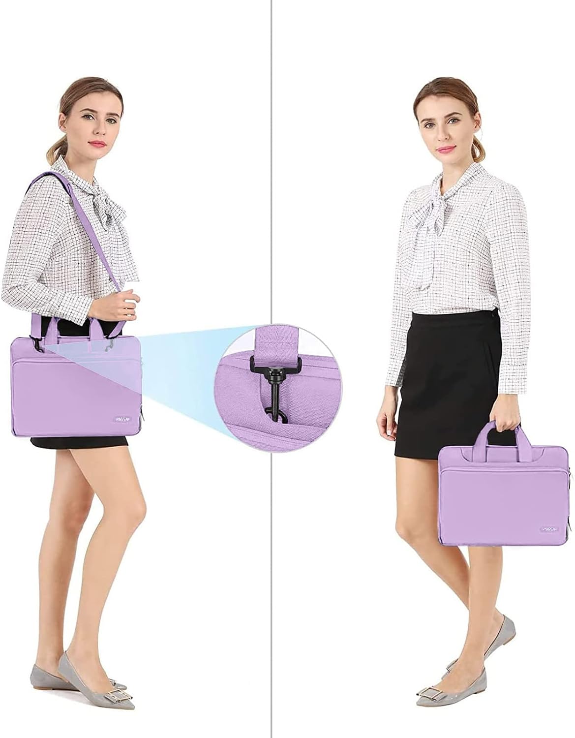 Alt View 1. mosiso - 360 Protective Laptop Bag 15.6 inch,Computer Carrying Case with Shoulder Strap for MacBook Air Pro 15 16 HP Dell Asus - Light Purple.