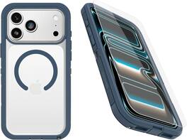 OtterBox - iPhone 17 Pro Max , Bundle: Defender Series XT Case & Screen Protector - Snaps on MagSafe - Rugged & Durable - Baby Blue Jeans (Clear/Blue)