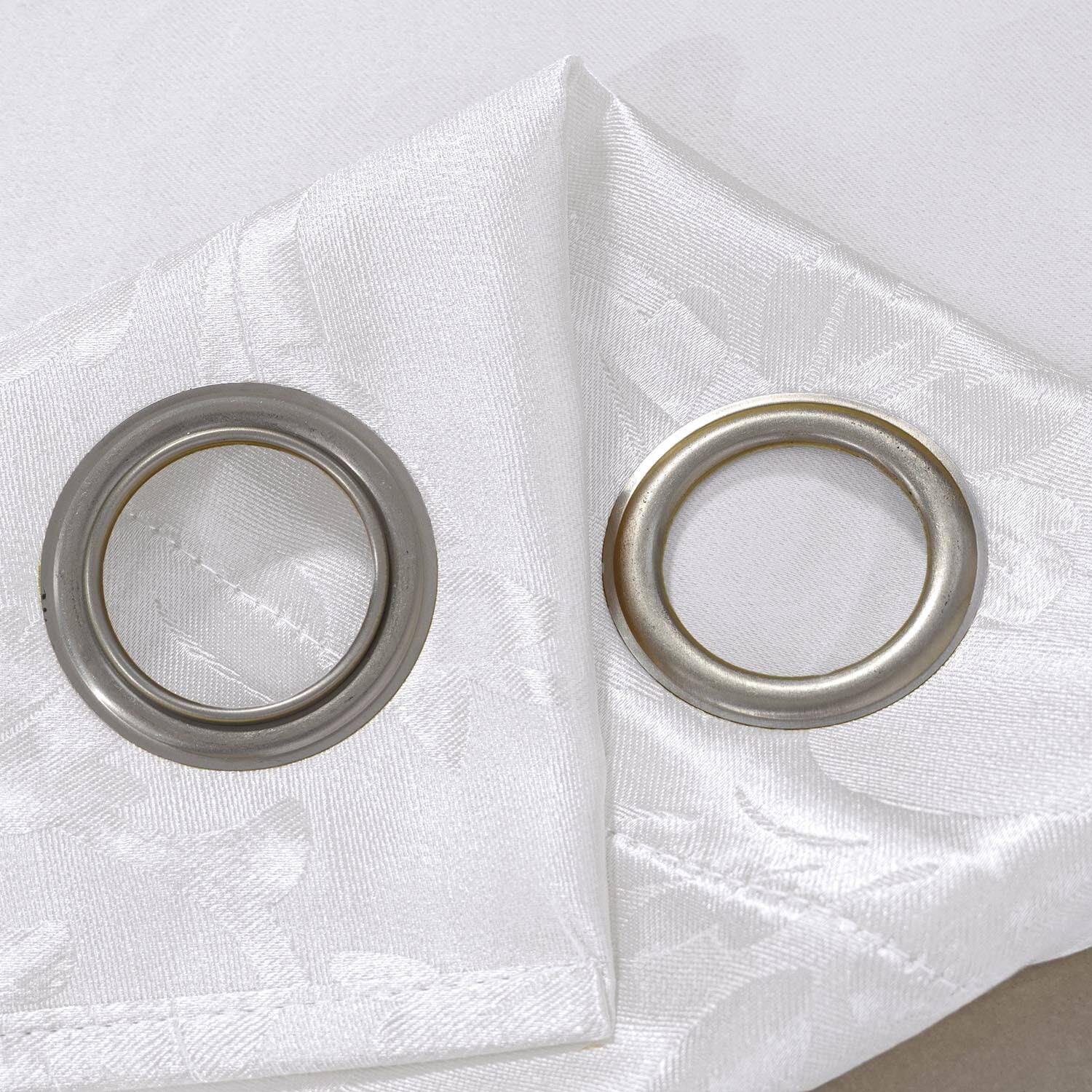 Back. Olivia Gray - Olivia Gray 100% Polyester 200 GSM Dyson Embossed Blackout Grommet Curtain Panel 54" x 90" White - White.