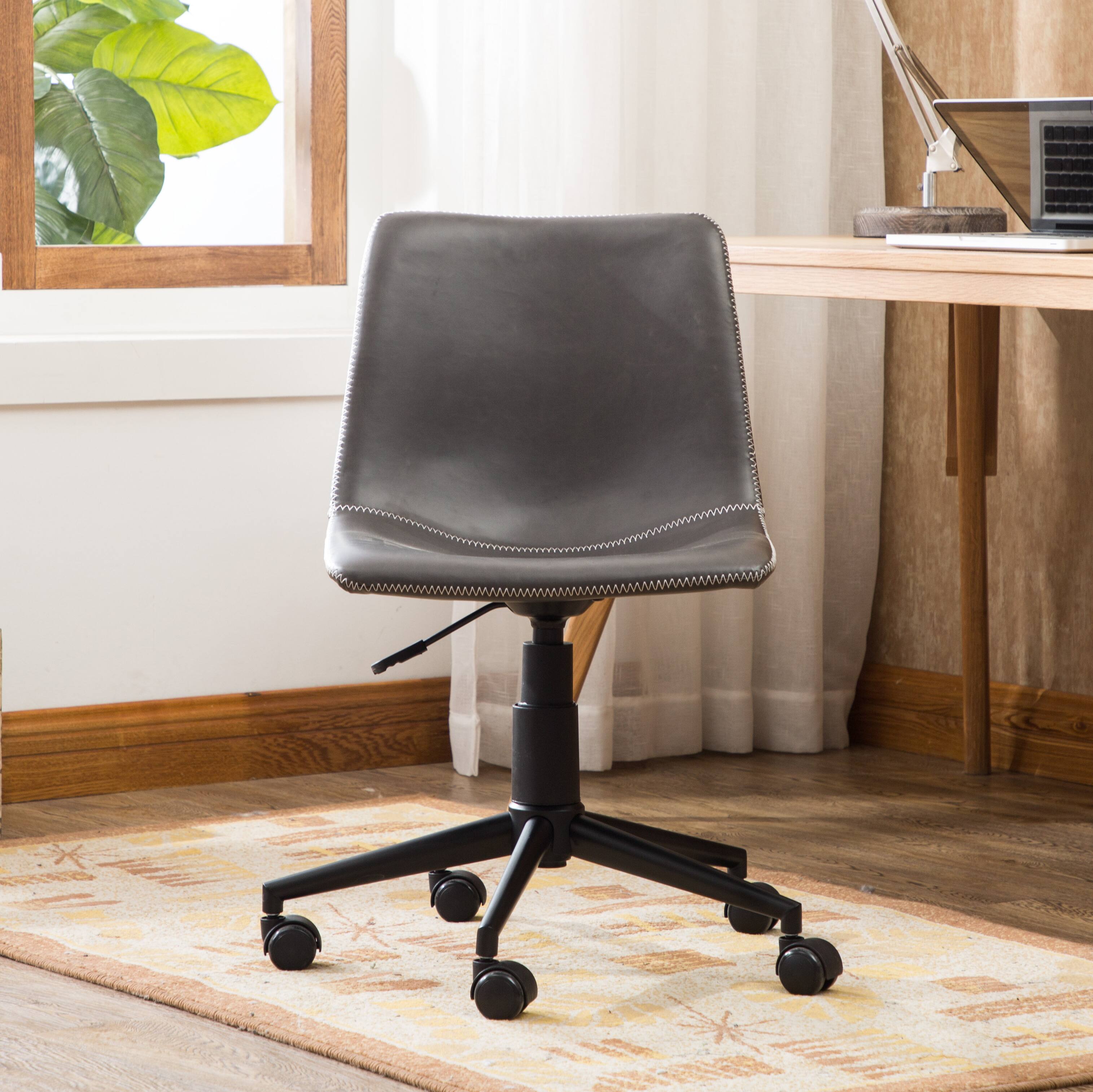 Back. Spaco - Spaco Faux Leather 360 Swivel Air Lift Office Chair, for Home Office - Gray.