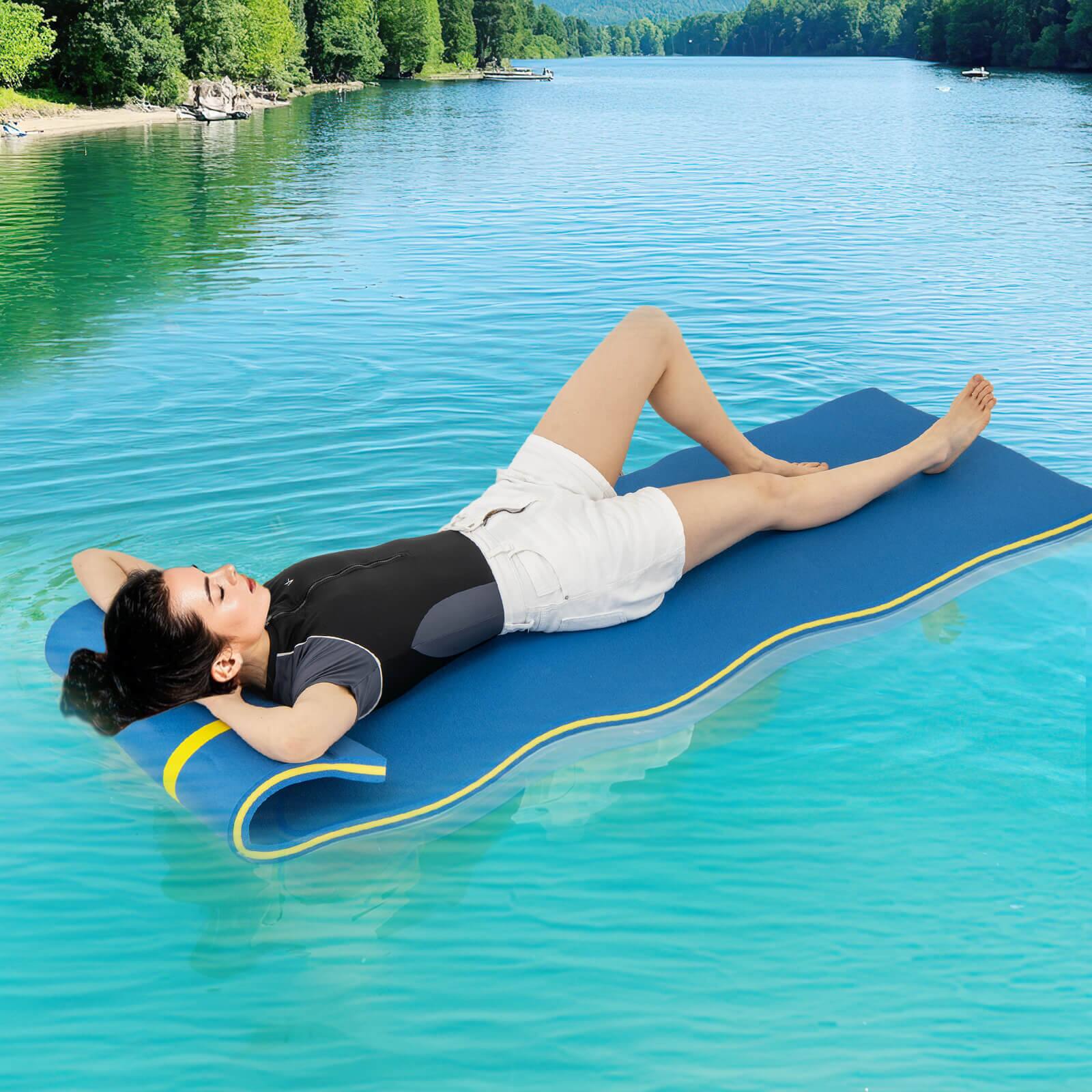 Alt View 1. Costway - Costway 3-Layer Tear-Resistant Foam Floating Pad Island Water Sports Relaxing - Blue.
