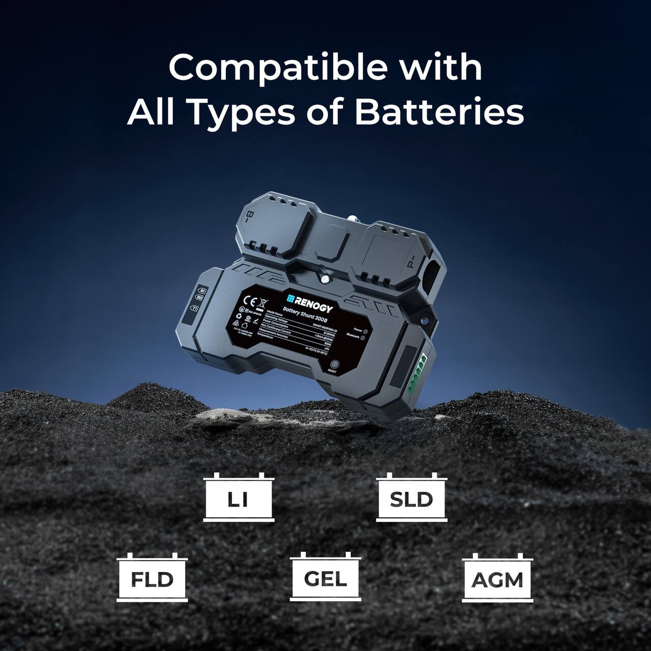 Compatible with All Types of Batteries: B-Io, COF CEA Renogy, MOP 2000, Battery Shunt, Li-ion, SLD, FLD, GEL, AGM.
