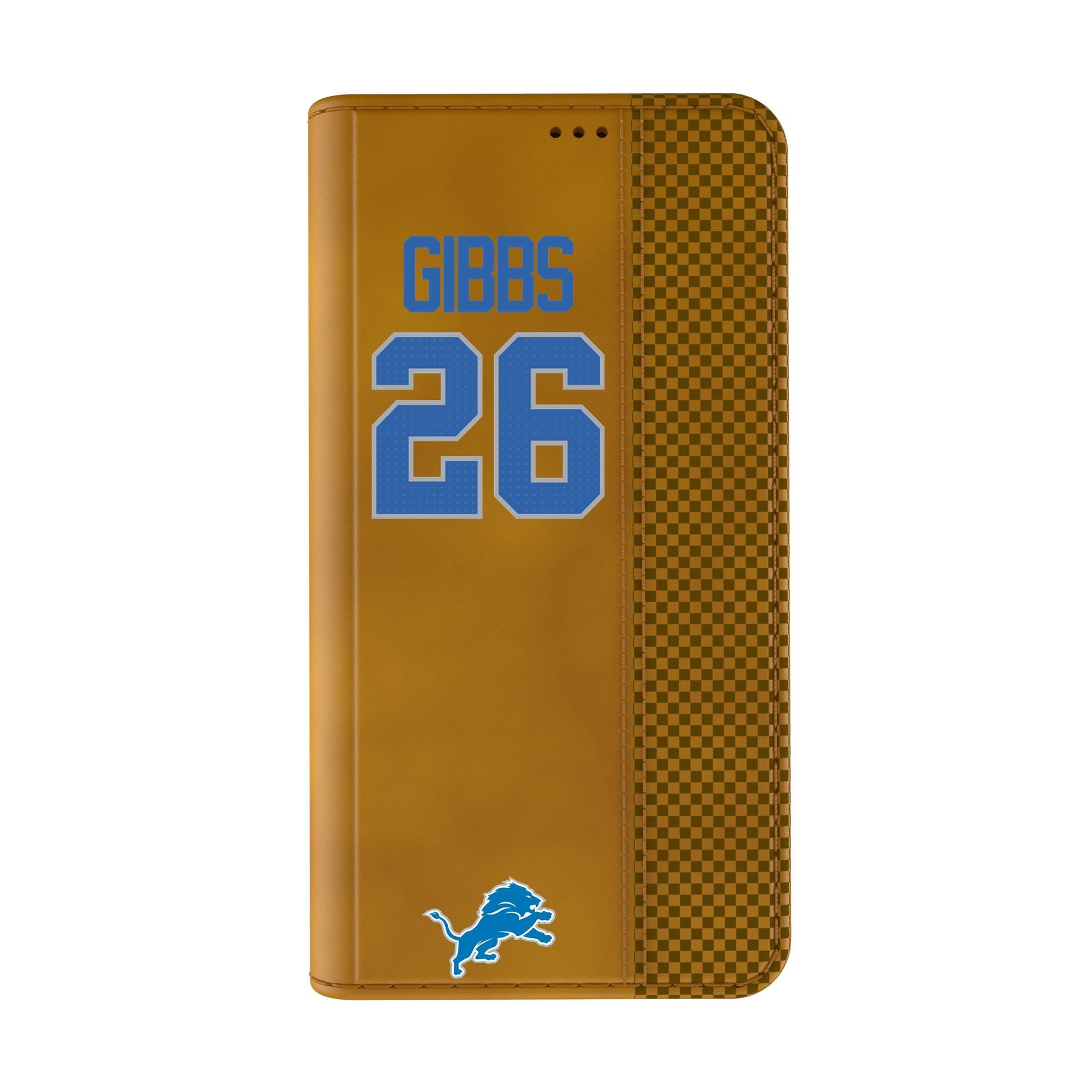 Alt View 1. Keyscaper - Jahmyr Gibbs Brown Detroit Lions Folio iPhone Case - 15 Pro - Brown.