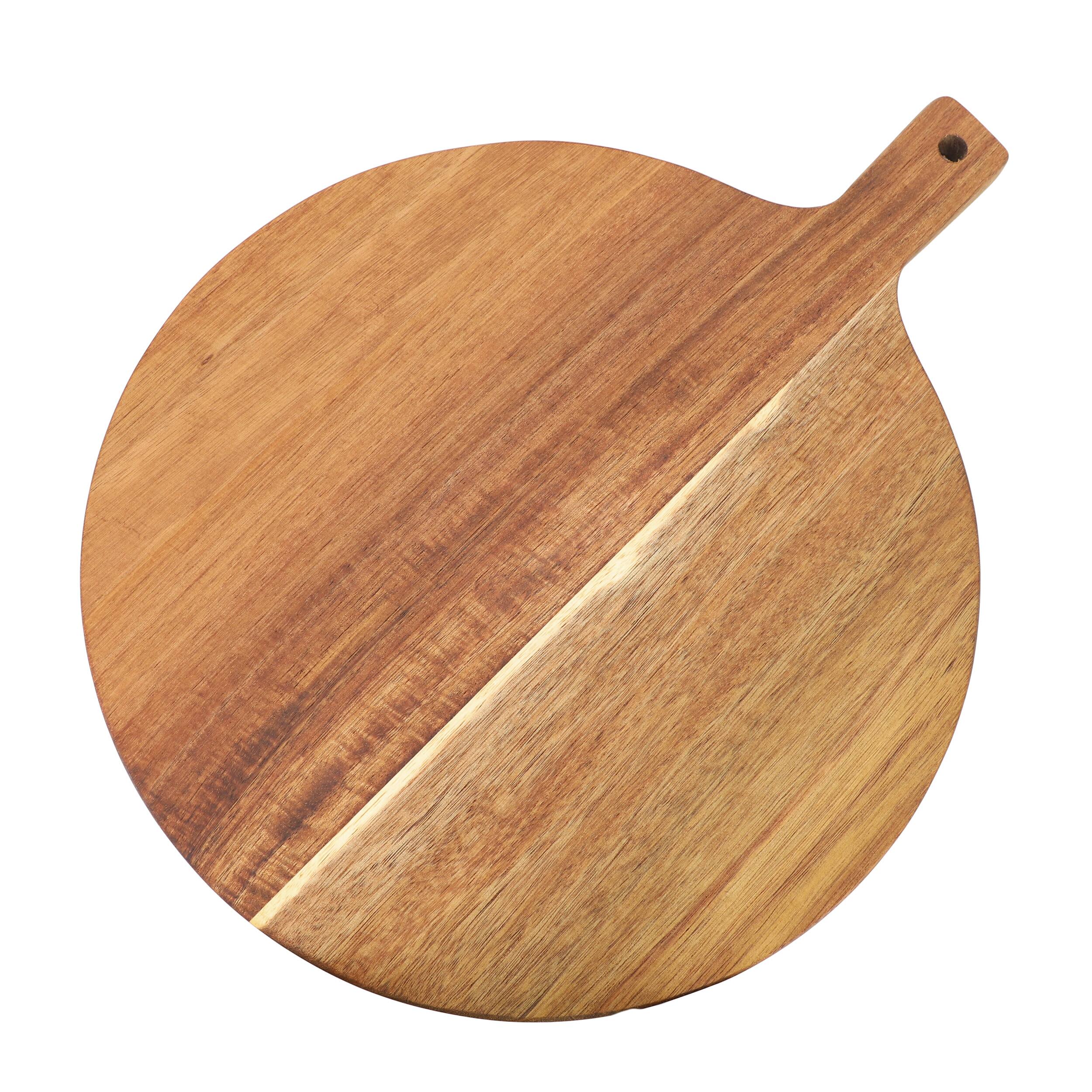 Alt View 3. MegaChef - MegaChef 12 Inch Acacia Wood Round Serving Board with Handle - Brown.
