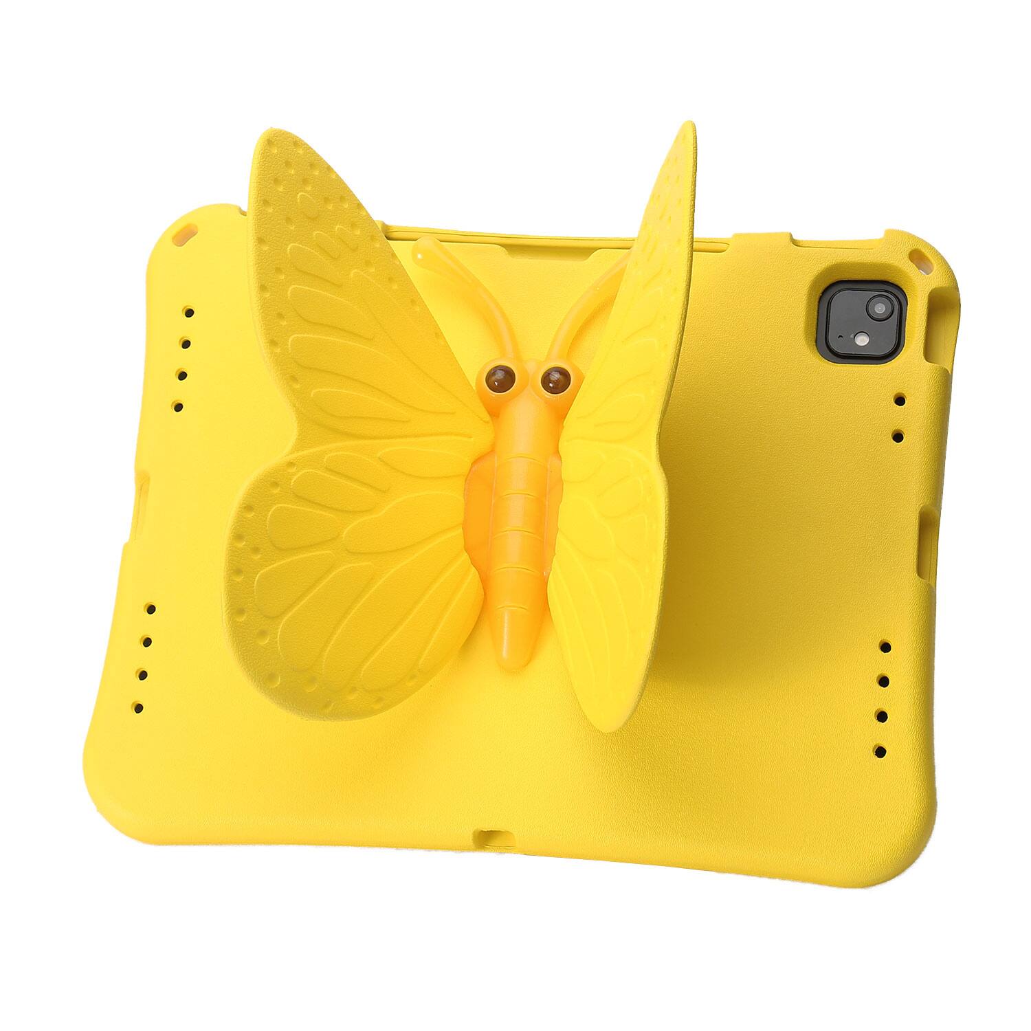 Left. Dteck - Kids Butterfly Case for Apple iPad Air (M4) 13" 2026-24 & iPad Pro 13/12.9",Rugged 3D Cartoon EVA Shockproof Stand Cover - Yellow.