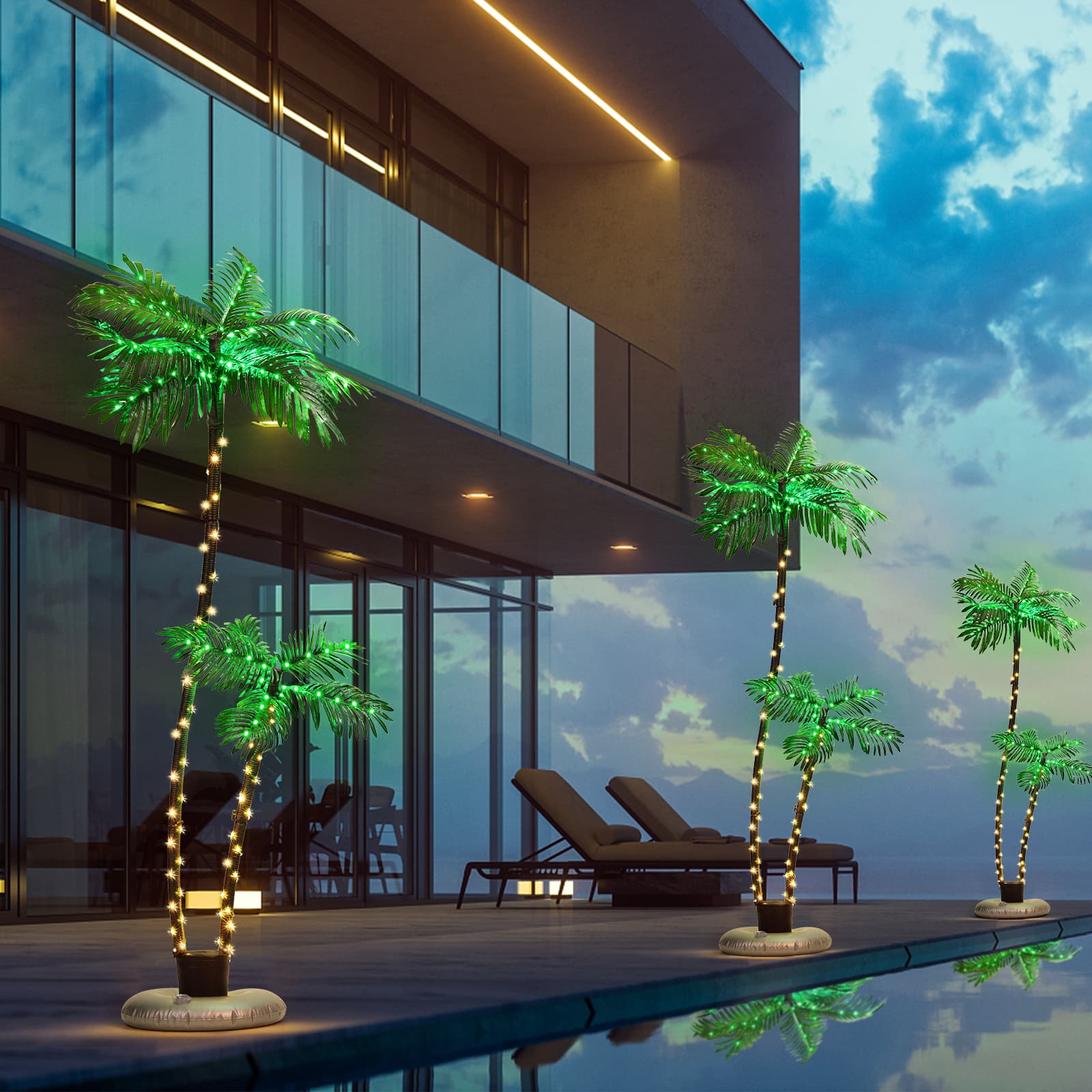 Oumilen - 6FT LED Lighted Artificial Palm Tree - Tropical Decorative Tree for Poolside and Patio