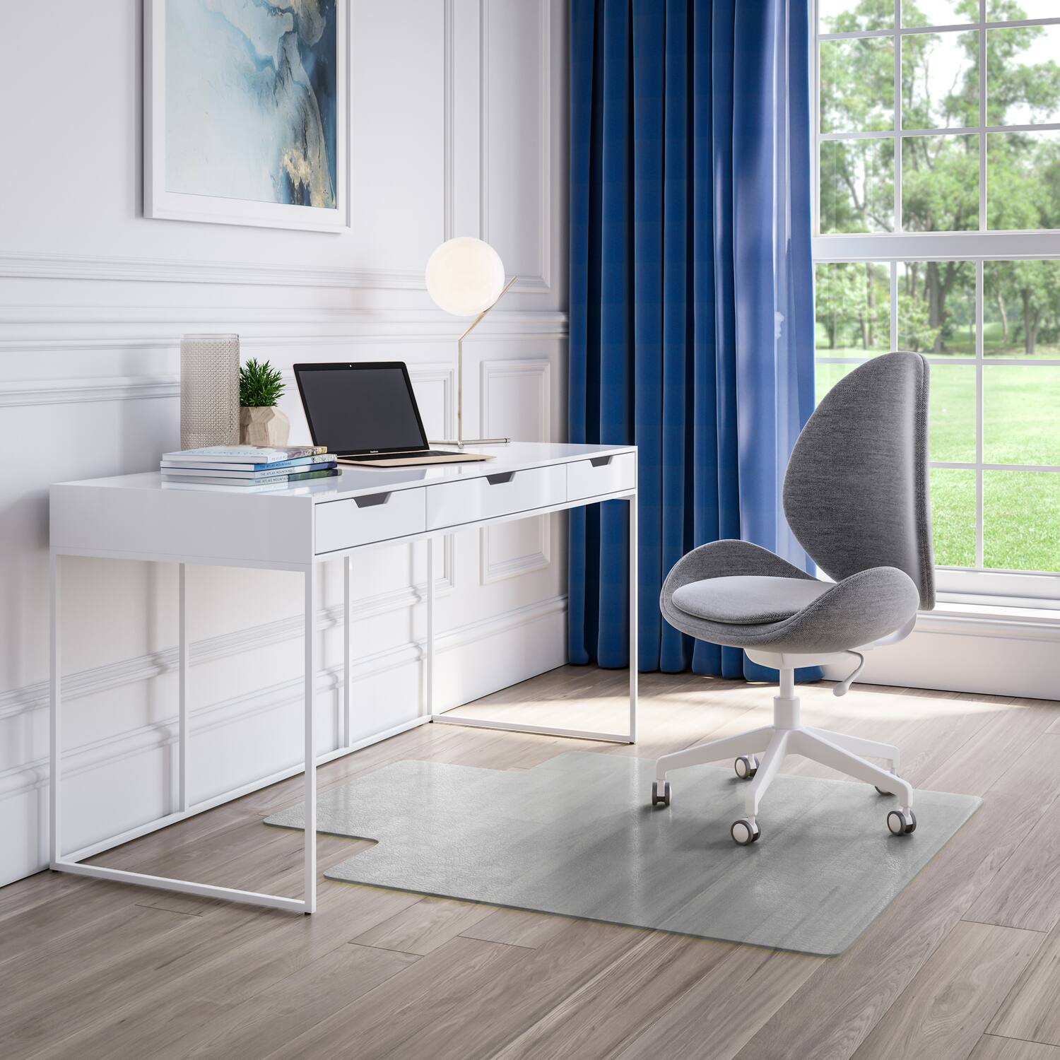 Angle. Deflecto - Deflecto Cm2g232ocb Oceanmat Office Chair Mat For Hard Floors, Lipped, 45 In. X 53 In. - clear.