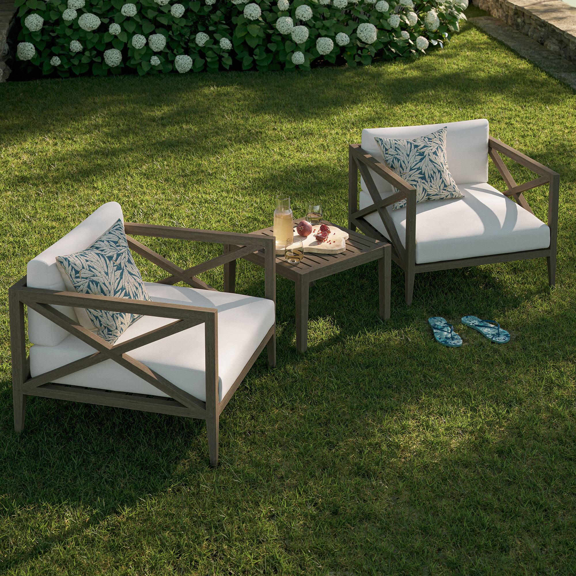 Alt View 5. Modway - Northlake 3-Piece Outdoor Patio Teak Wood Furniture Set with 2 Armchairs and Side Table - Weathered Gray.