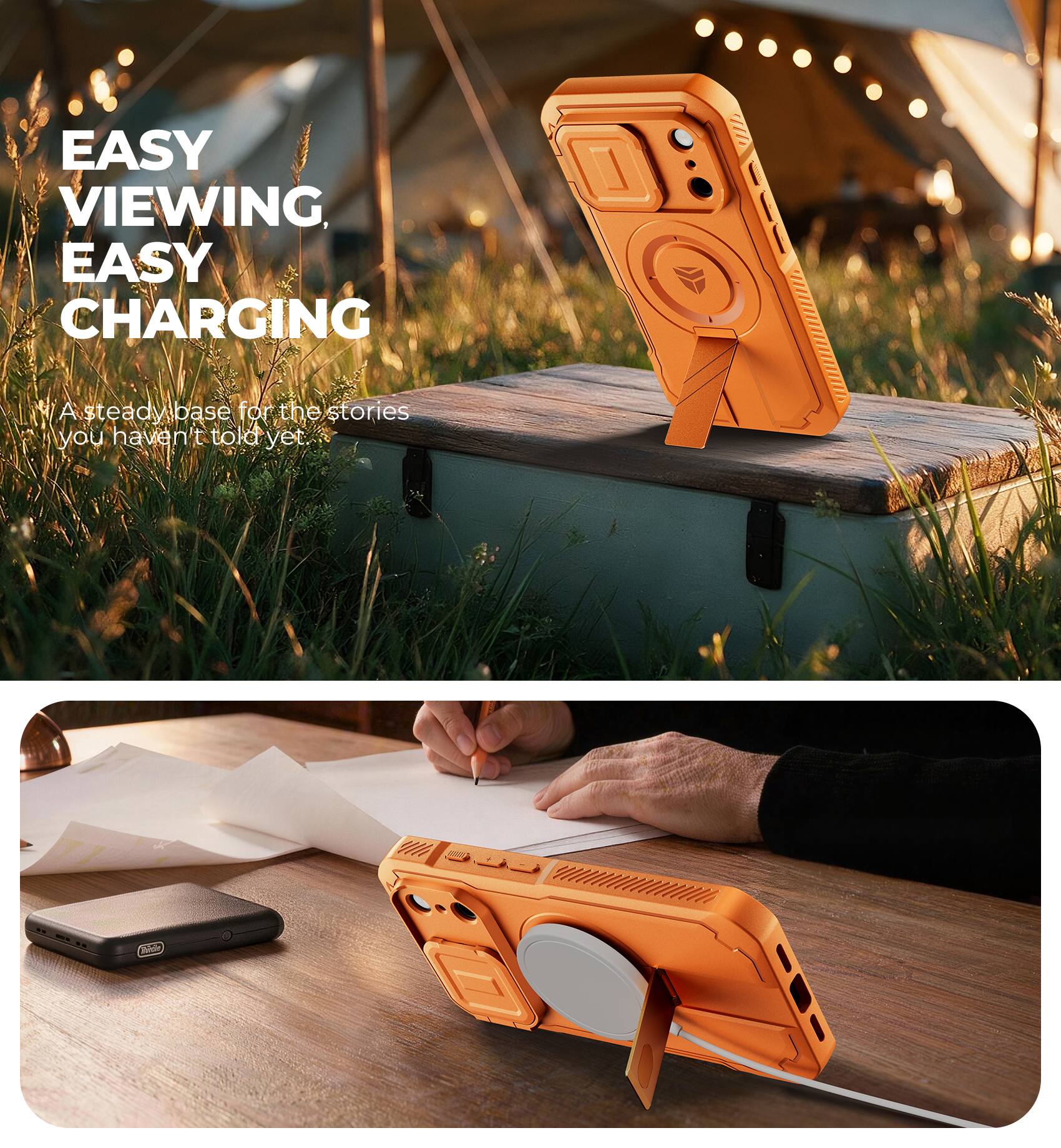 EASY VIEWING, EASY CHARGING

A steady base for the stories you haven't told yet.