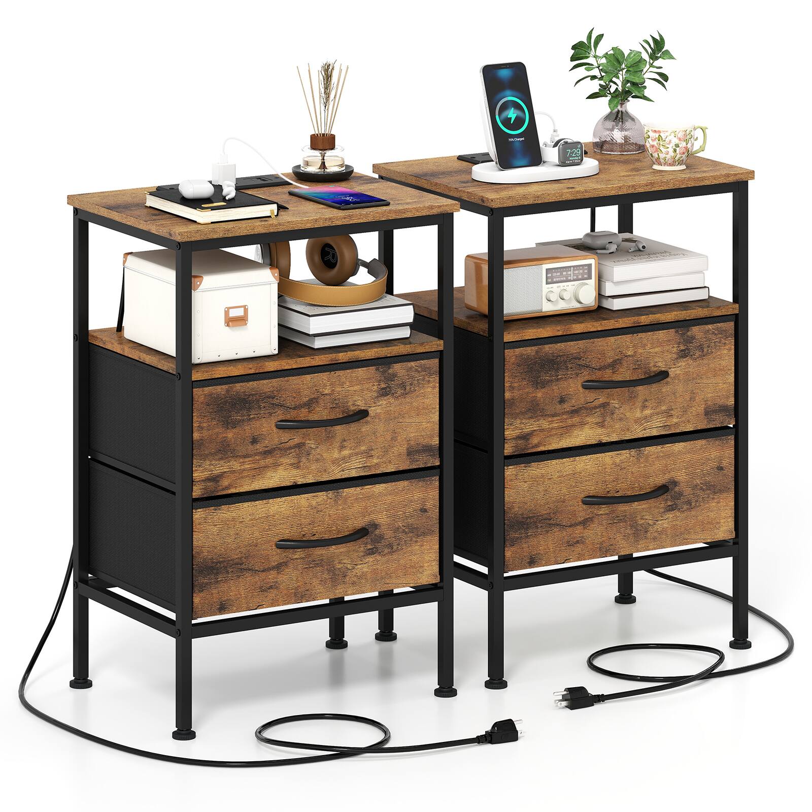 Brown 2 Drawers
