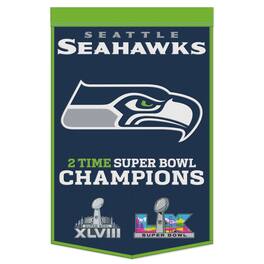 WinCraft - Seattle Seahawks Two-Time Super Bowl Champions 24" x 38" Wool Banner - Multicolor