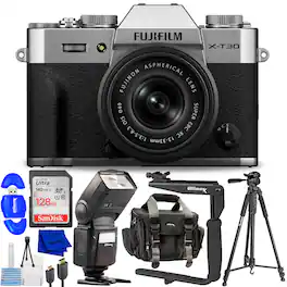 Fujifilm - X-T30 III Mirrorless Camera with 13-33mm f/3.5-6.3 Lens (Silver) Bundle