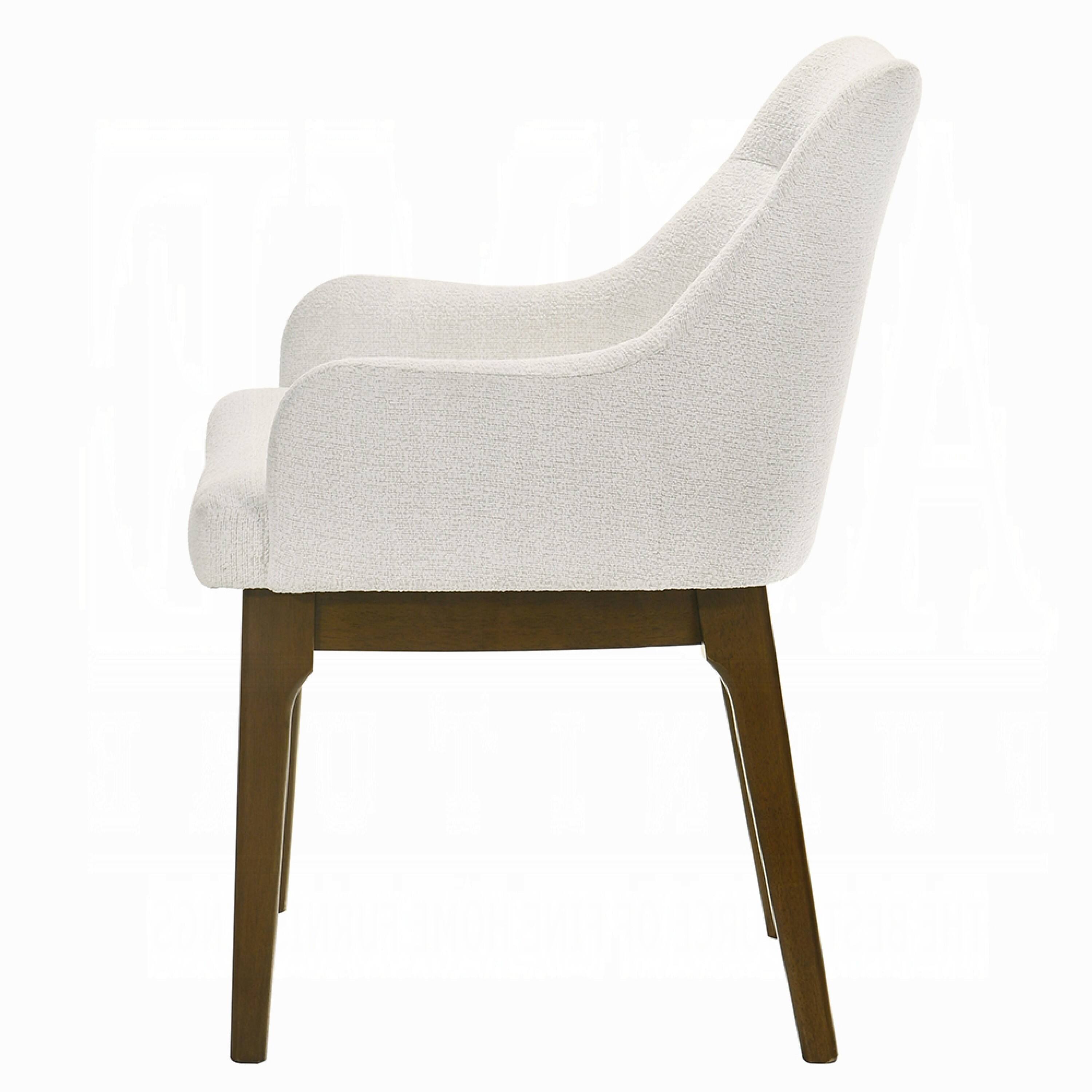 Alt View 5. Manhattan Lane - Pery Dining Side Chair Set of 2, White Chenille, Angled Oak Brown Legs - White, Oak Brown.