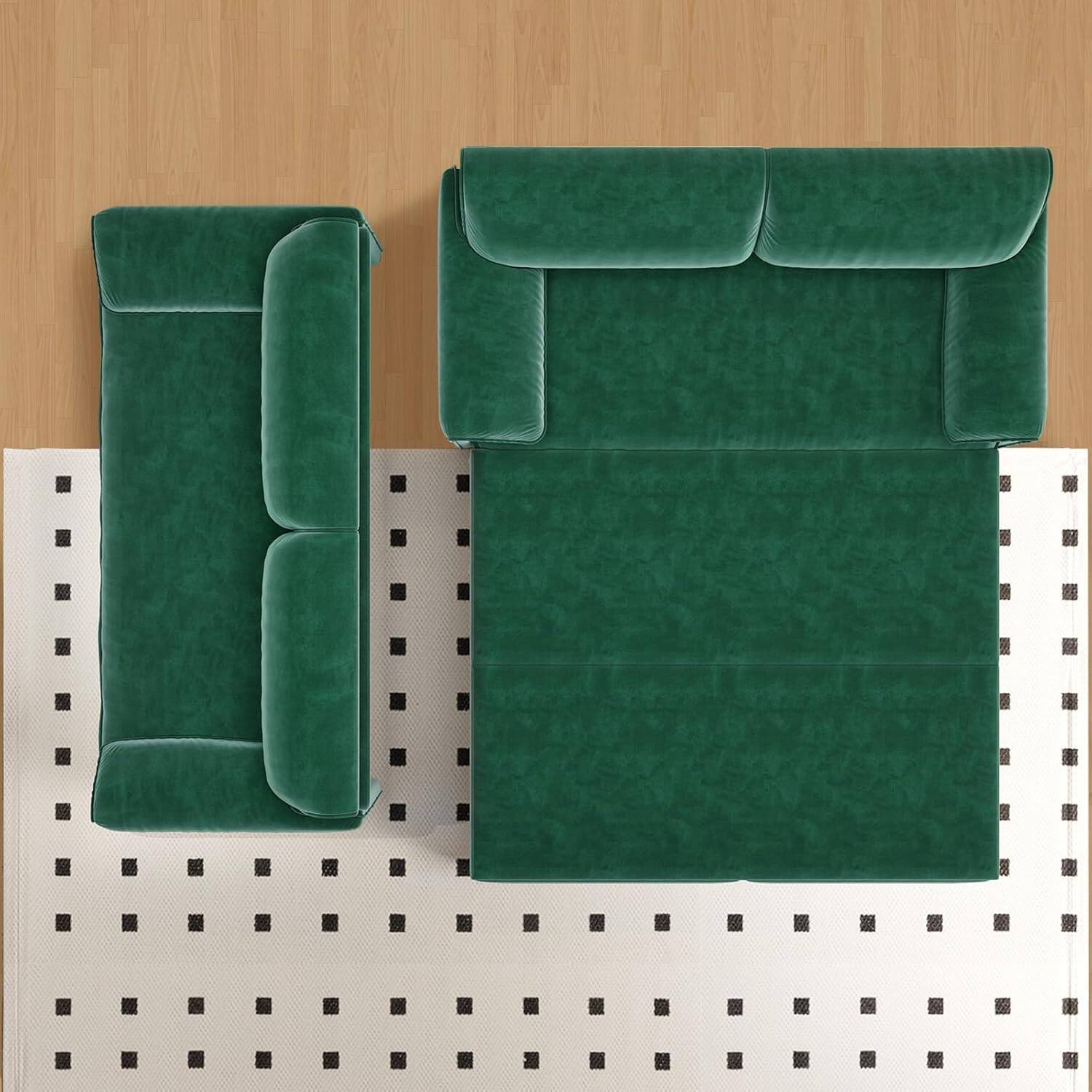 Alt View 5. Trinkets Crazed - 66" Queen Size Sofa Bed, 3 in 1 Convertible Pull Out Sleeper Sofa with Thicked Cushions and Side Storage - green.