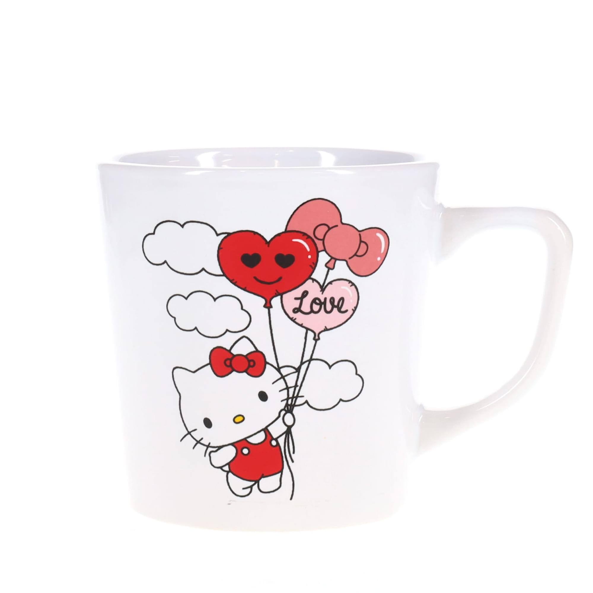 Silver Buffalo - Sanrio Hello Kitty Love Balloon Wide Rim Ceramic Latte Mug | Holds 17 Ounces - White