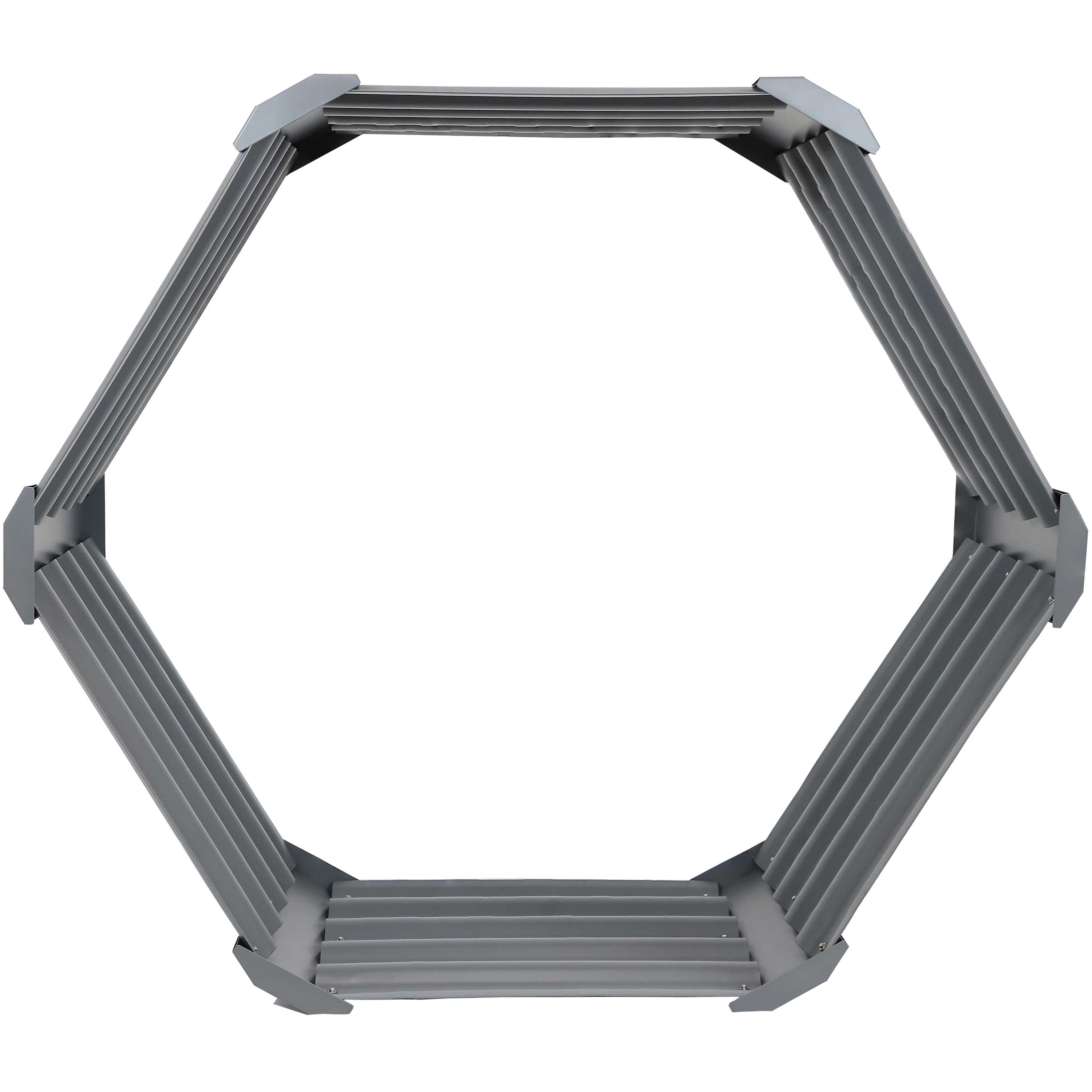 Alt View 8. Sunnydaze - Powder-Coated Steel Hexagon Raised Garden Bed - 41 in - Gray.