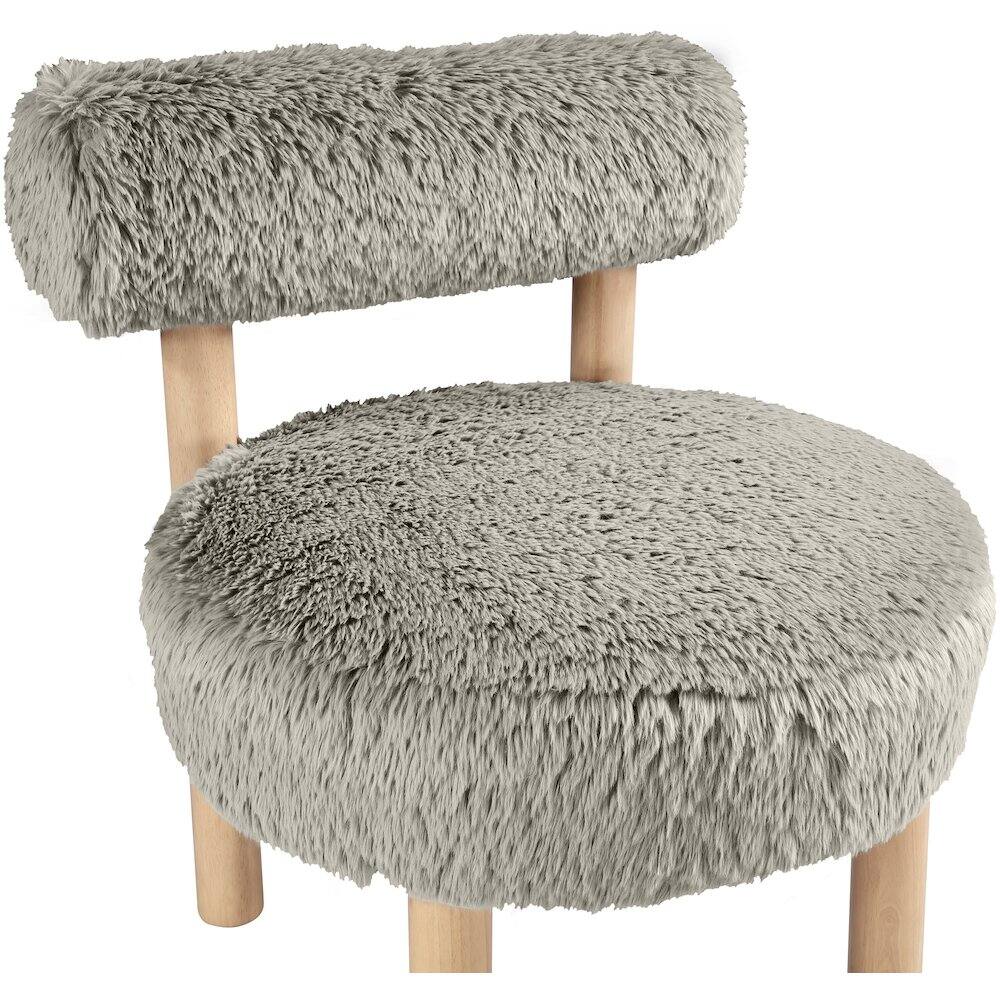 Alt View 4. Meridian Furniture - Ambre Taupe Vegan Shearling Fabric Upholstered Accent Chair - Brown.