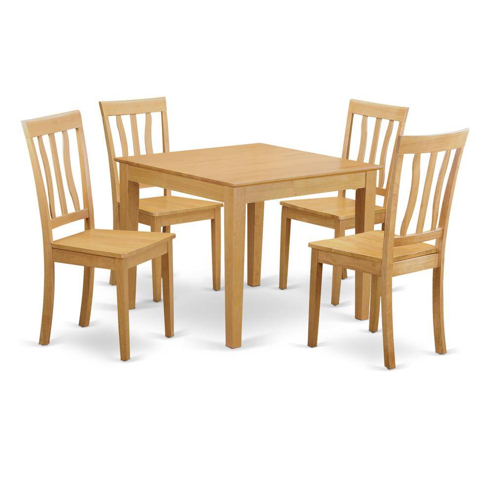 Left. East West Furniture - 5 Pc Kitchen Table -square Table and 4 Kitchen Chairs - Oak.