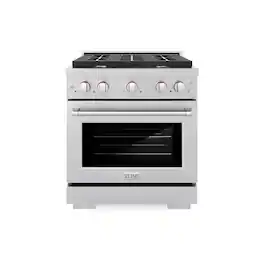 ZLINE - 30 in. Paramount Gas Range with 4 Burners and Convection Oven (SGRS-30) - Stainless Steel