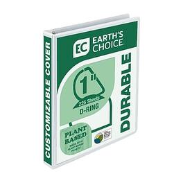 Samsill - Earth's Choice Plant-Based Heavy Duty 1" 3-Ring View Binders, D-Ring - White