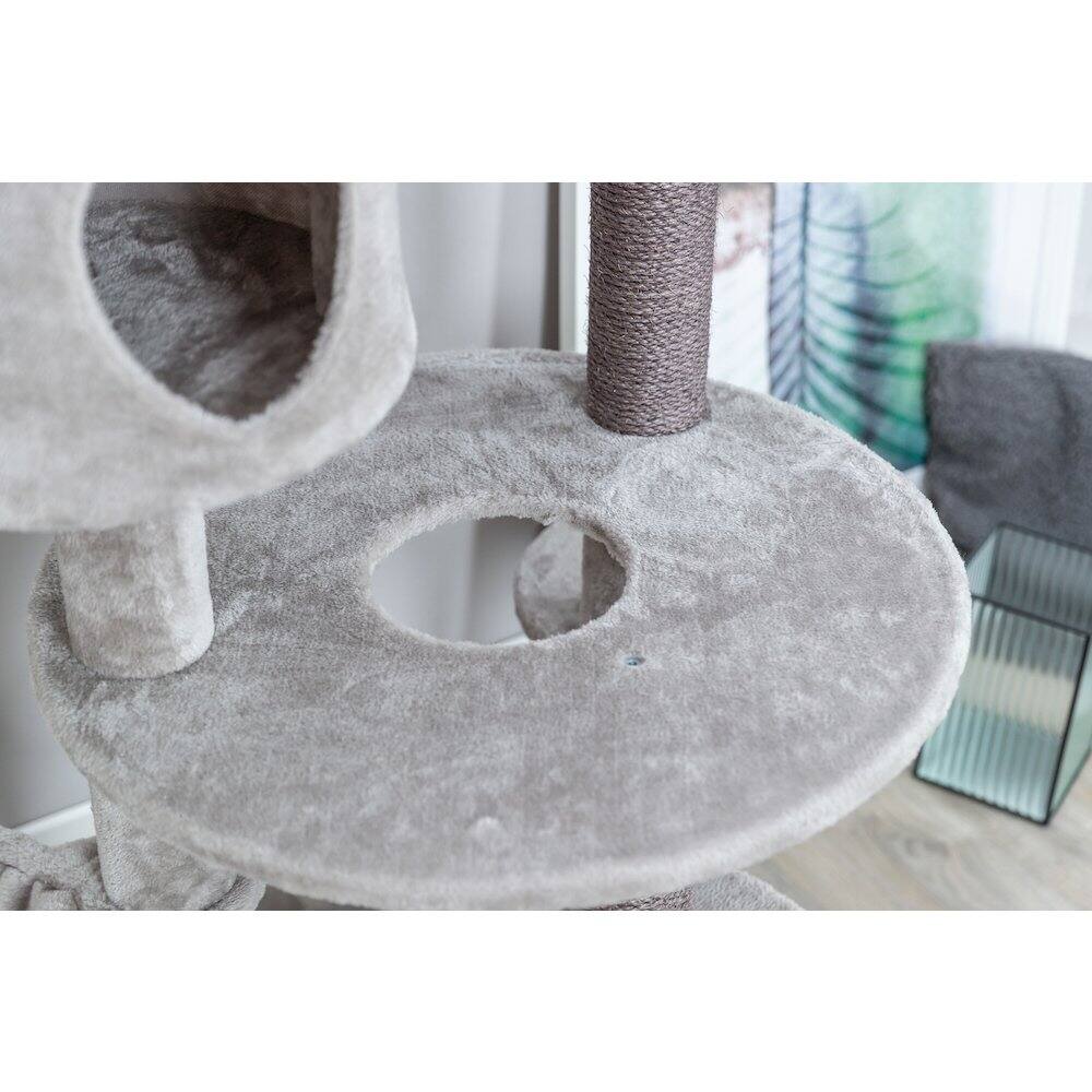 Alt View 4. TRIXIE - Anna Plush & Sisal Cat Tree Scratching Posts Condos Hammocks Perches Cat Toy - Gray.