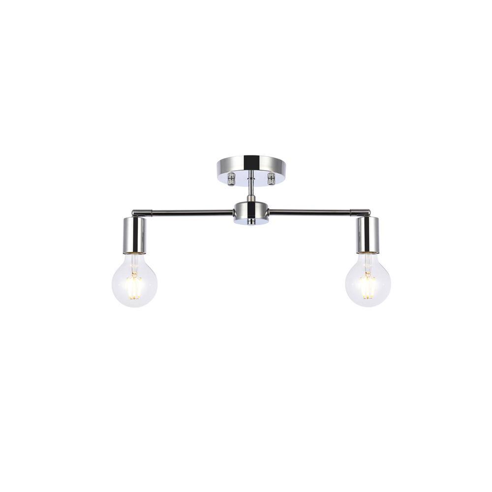 Alt View 6. Living District - Zane 2 lights chrome flush mount - Chrome.