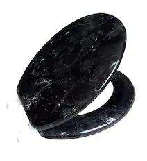 Front. J&V TEXTILES - Marble Round Toilet Seat - Black.