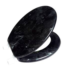 J&V TEXTILES - Marble Round Toilet Seat - Black