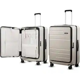 LUGGEX - 28 Inch Checked Luggag, Opening Expandable Polycarbonate Hard Shell Suitcase with TSA Approved Lock - FX-Core - Beige