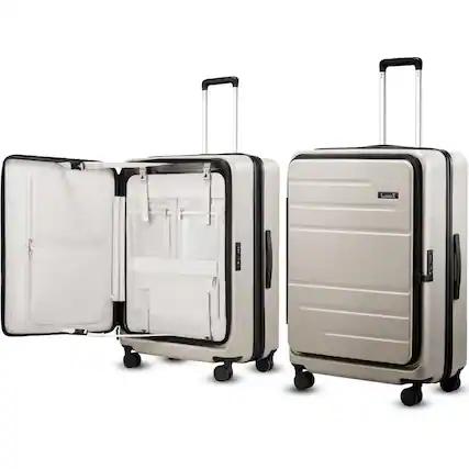 Front. LUGGEX - LUGGEX 28 Inch Checked Luggag, Opening Expandable Polycarbonate Hard Shell Suitcase with TSA Approved Lock - LX-FX - Beige.