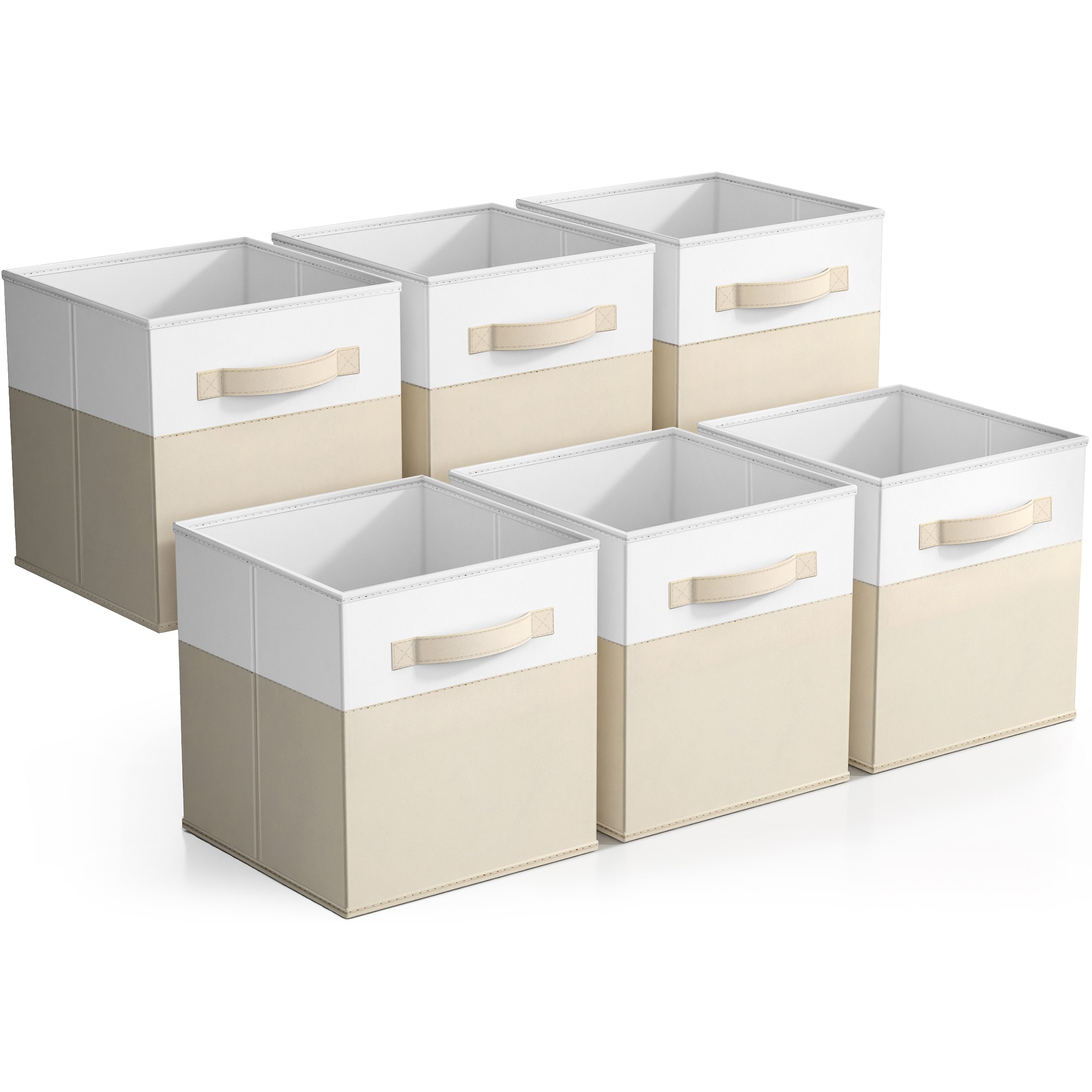 Sorbus - Foldable Storage Bins, 6-Pack Fabric Storage Cubes, 11-Inch Cube Organizer Bins for Closet, Shelves - Beige
