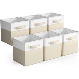 Sorbus - Foldable Storage Bins, 6-Pack Fabric Storage Cubes, 11-Inch Cube Organizer Bins for Closet, Shelves - Beige