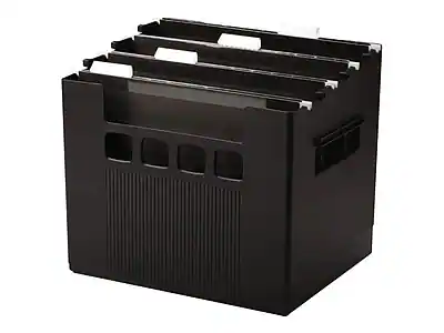 Front. Esselte - DecoFlex Large Capacity Desktop File Box, Letter Size - Black.