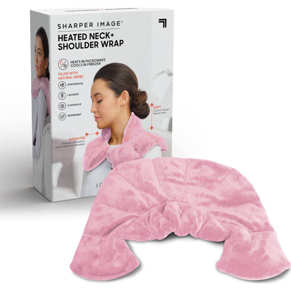 Front. Sharper Image - Neck and Shoulder Massage Body Wrap - Pink.