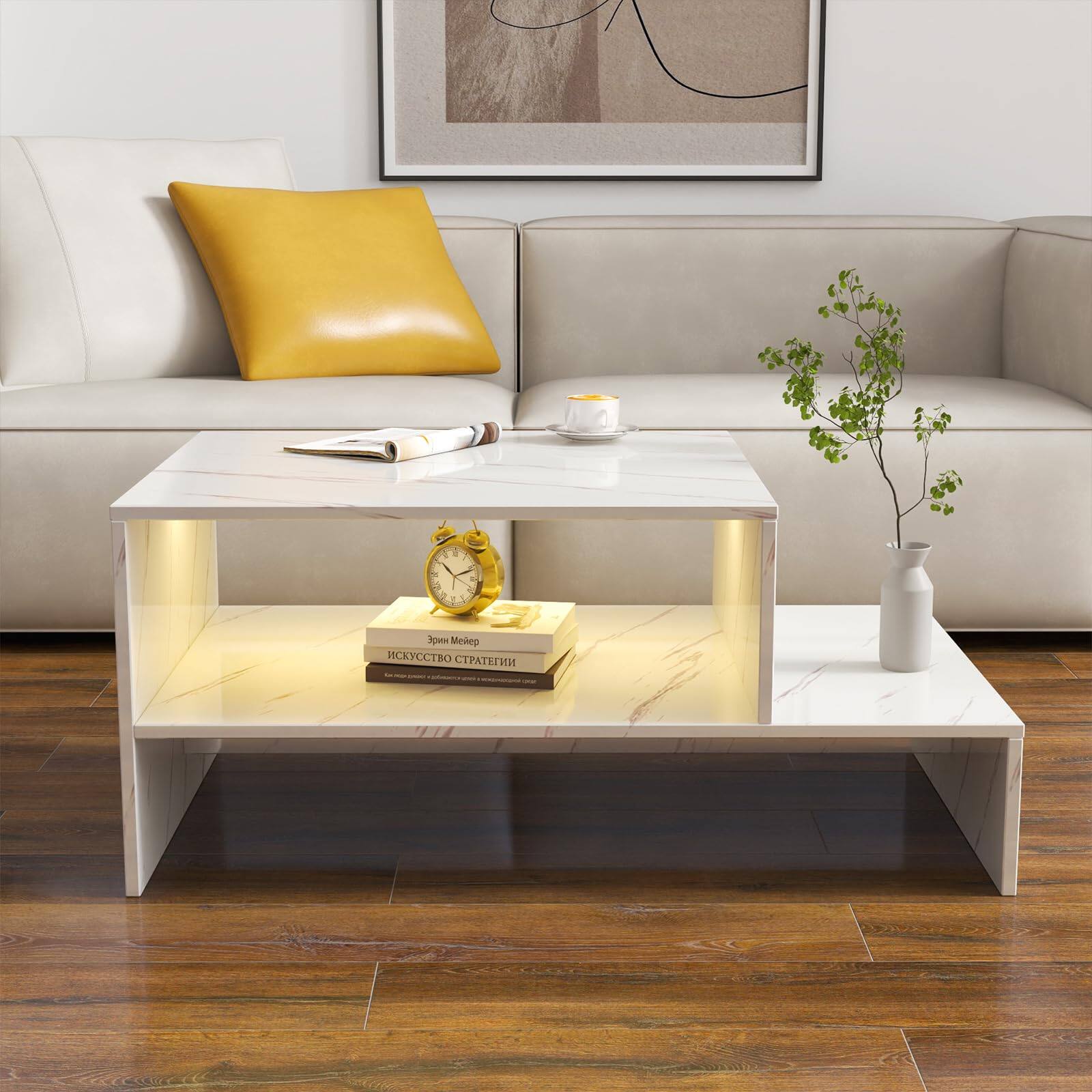 Alt View 5. Ecooso - Coffee table with unique architectural shape,white - White.
