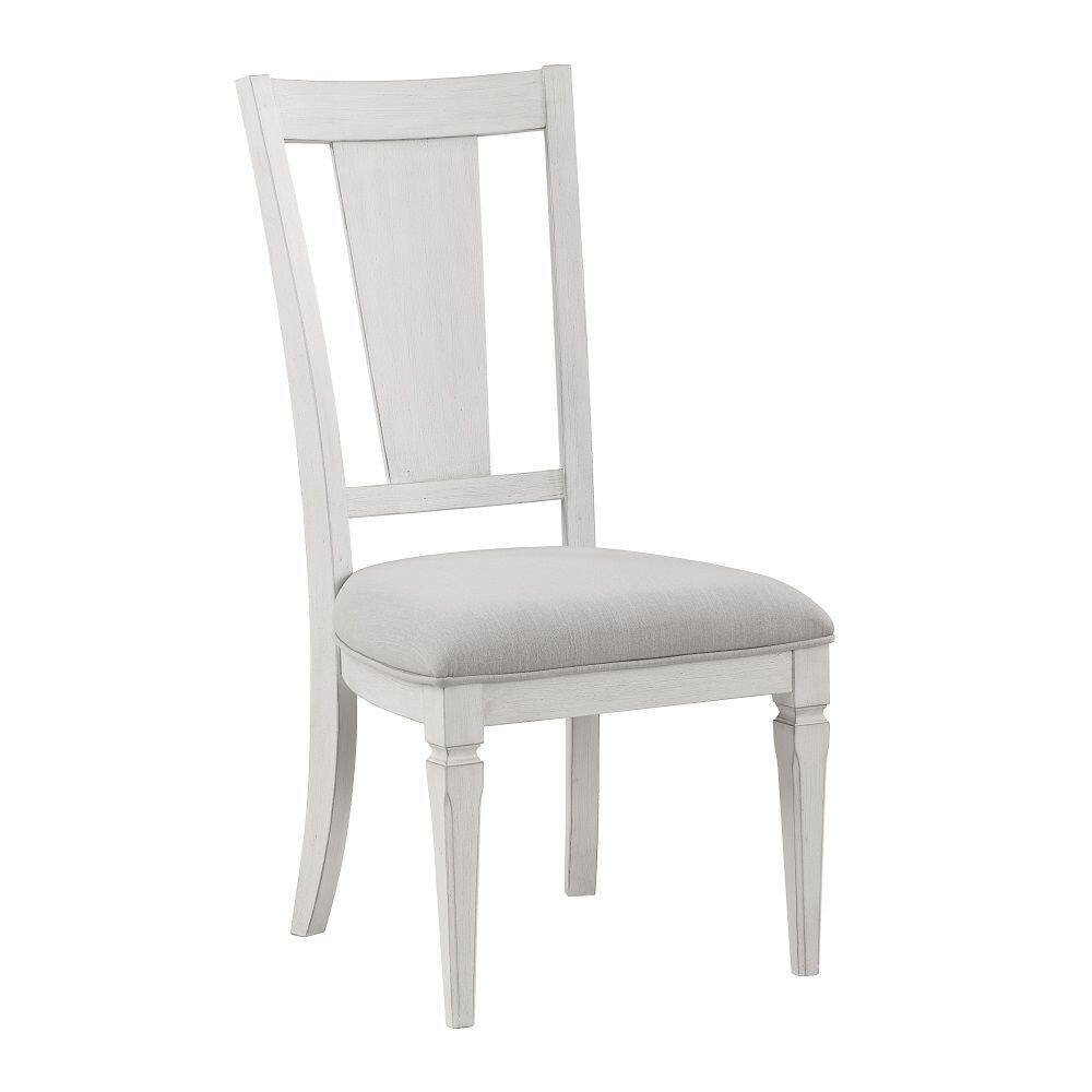 Manhattan Lane - Kate 24 Inch Side Dining Chair Set of 2, Light Gray Linen, White Wood Frame - Gray, White