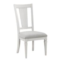 Manhattan Lane - Kate 24 Inch Side Dining Chair Set of 2, Light Gray Linen, White Wood Frame - Gray, White